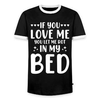 Paresseux Sommeil Fun Nap Bed Si tu m’aimes - T-shirt contrasté Homme - noir/blanc - Devant - AI Model Female 172 light (172cm) & AI Model Male 178 light (178cm)
