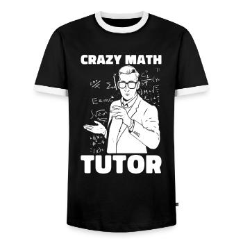 Professeur de maths Professeur de maths Fou - T-shirt contrasté Homme - noir/blanc - Devant - AI Model Female 172 light (172cm) & AI Model Male 178 light (178cm)