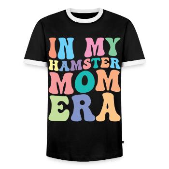 Hamster Mom Retro Groovy In My Hamster Mom Era - Men's Ringer Shirt - black/white - Front - AI Model Female 172 light (172cm) & AI Model Male 178 light (178cm)