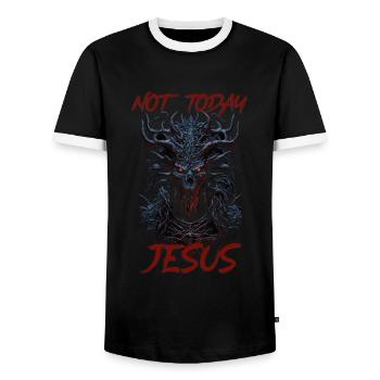 Esthétique gothique Occulte Grunge Emo Punk Satanique - T-shirt contrasté Homme - noir/blanc - Devant - AI Model Female 172 light (172cm) & AI Model Male 178 light (178cm)