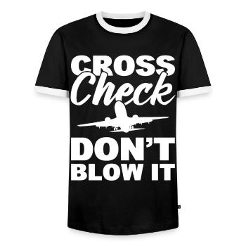 Cross Check Don't Blow It Flight Attendant - Männer Kontrast-T-Shirt - Schwarz/Weiß - Vorne - AI Model Female 172 light (172cm) & AI Model Male 178 light (178cm)