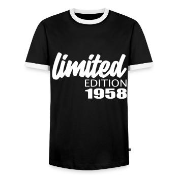 Limited Edition 1958 - Männer Kontrast-T-Shirt - Schwarz/Weiß - Vorne - AI Model Female 172 light (172cm) & AI Model Male 178 light (178cm)