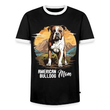 Chien bouledogue américain - T-shirt contrasté Homme - noir/blanc - Devant - AI Model Female 172 light (172cm) & AI Model Male 178 light (178cm)