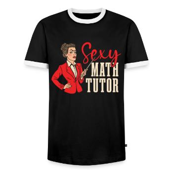 Professeur de maths Professeur de maths sexy - T-shirt contrasté Homme - noir/blanc - Devant - AI Model Female 172 light (172cm) & AI Model Male 178 light (178cm)