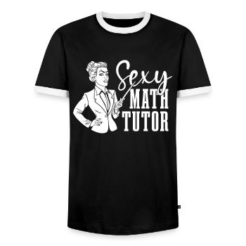 Professeur de maths Professeur de maths sexy - T-shirt contrasté Homme - noir/blanc - Devant - AI Model Female 172 light (172cm) & AI Model Male 178 light (178cm)