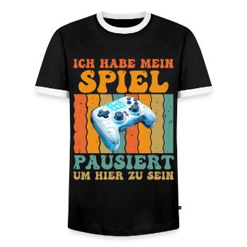 Video Spiele Habe mein Spiel Pausiert Video Gamer - Männer Kontrast-T-Shirt - Schwarz/Weiß - Vorne - AI Model Female 172 light (172cm) & AI Model Male 178 light (178cm)