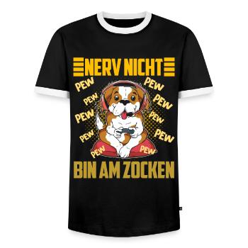 Gaming Hund Nerv nicht bin am Zocken Videospiel - Männer Kontrast-T-Shirt - Schwarz/Weiß - Vorne - AI Model Female 172 light (172cm) & AI Model Male 178 light (178cm)