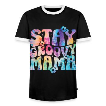 Groovy Mutter Passende Familie Am 1. Geburtstag - Männer Kontrast-T-Shirt - Schwarz/Weiß - Vorne - AI Model Female 172 light (172cm) & AI Model Male 178 light (178cm)