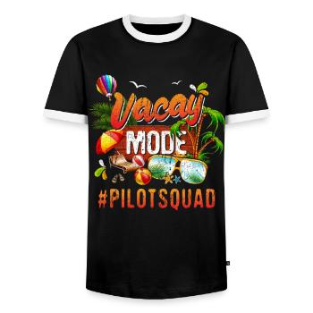 Pilot Vacation Group #Pilotsquad - Men's Ringer Shirt - black/white - Front - AI Model Female 172 light (172cm) & AI Model Male 178 light (178cm)