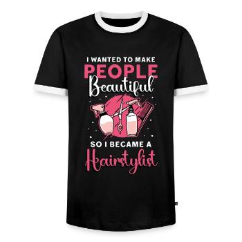 Coiffeur Je voulais faire des gens coiffeur - T-shirt contrasté Homme - noir/blanc - Devant - AI Model Female 172 light (172cm) & AI Model Male 178 light (178cm)