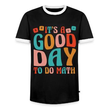 Professeur de mathématiques Professeur de mathématiques Tuteur de mathématiques - T-shirt contrasté Homme - noir/blanc - Devant - AI Model Female 172 light (172cm) & AI Model Male 178 light (178cm)