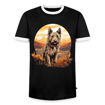 Hund Berger Picard - Männer Kontrast-T-Shirt - Schwarz/Weiß - Vorne - AI Model Female 172 light (172cm) & AI Model Male 178 light (178cm)