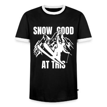 SNOW GOOD AT THIS - Skier Ski Mountains Winter - Men's Ringer Shirt - black/white - Front - AI Model Female 172 light (172cm) & AI Model Male 178 light (178cm)