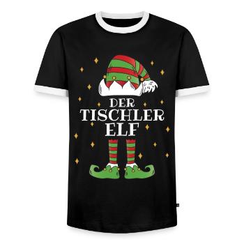 Der Tischler Elf - Familien Weihnachtsoutfit - Männer Kontrast-T-Shirt - Schwarz/Weiß - Vorne - AI Model Female 172 light (172cm) & AI Model Male 178 light (178cm)