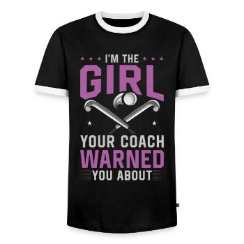 Hockey sur gazon Je suis la fille de votre - T-shirt contrasté Homme - noir/blanc - Devant - AI Model Female 172 light (172cm) & AI Model Male 178 light (178cm)
