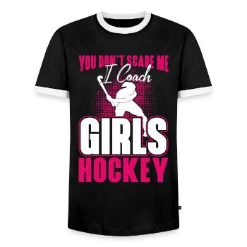Field Hockey Coach You Don't Scare - Männer Kontrast-T-Shirt - Schwarz/Weiß - Vorne - AI Model Female 172 light (172cm) & AI Model Male 178 light (178cm)