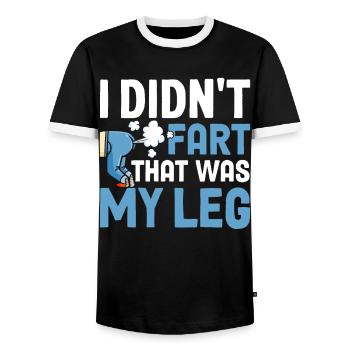 Funny prosthetic leg for amputees - Men's Ringer Shirt - black/white - Front - AI Model Female 172 light (172cm) & AI Model Male 178 light (178cm)