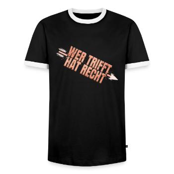 Bogenschießen Geschenk für Bogenschütze mit Pfeil - Männer Kontrast-T-Shirt - Schwarz/Weiß - Vorne - AI Model Female 172 light (172cm) & AI Model Male 178 light (178cm)
