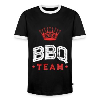 Barbecue Équipe Grillades - T-shirt contrasté Homme - noir/blanc - Devant - AI Model Female 172 light (172cm) & AI Model Male 178 light (178cm)