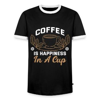 I Like Coffee Gift Ideas Coffee Lover - Men's Ringer Shirt - black/white - Front - AI Model Female 172 light (172cm) & AI Model Male 178 light (178cm)
