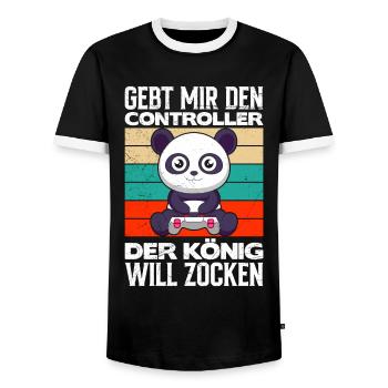 Gaming Panda Gebt Mir den Controller Video Gamer - Männer Kontrast-T-Shirt - Schwarz/Weiß - Vorne - AI Model Female 172 light (172cm) & AI Model Male 178 light (178cm)