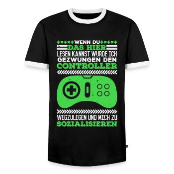 Video Spiel Controller Wenn du das Lesen Kannst - Männer Kontrast-T-Shirt - Schwarz/Weiß - Vorne - AI Model Female 172 light (172cm) & AI Model Male 178 light (178cm)