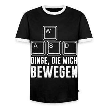 PC Video Gamer Dinge die Mich Bewegen Video Spiele - Männer Kontrast-T-Shirt - Schwarz/Weiß - Vorne - AI Model Female 172 light (172cm) & AI Model Male 178 light (178cm)