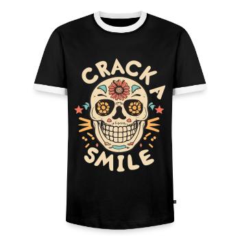Crânes Crack A Smile Totenkopf Crâne - T-shirt contrasté Homme - noir/blanc - Devant - AI Model Female 172 light (172cm) & AI Model Male 178 light (178cm)