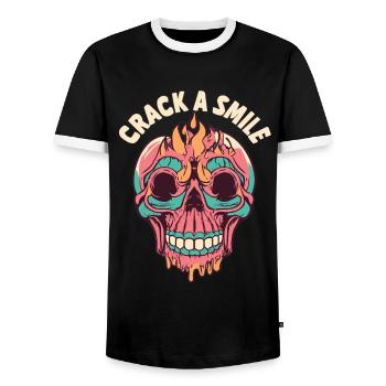 Crânes Crack A Smile Totenkopf Crâne - T-shirt contrasté Homme - noir/blanc - Devant - AI Model Female 172 light (172cm) & AI Model Male 178 light (178cm)