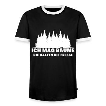 Ich Mag Bäume Die Halten Die Fresse - Männer Kontrast-T-Shirt - Schwarz/Weiß - Vorne - AI Model Female 172 light (172cm) & AI Model Male 178 light (178cm)