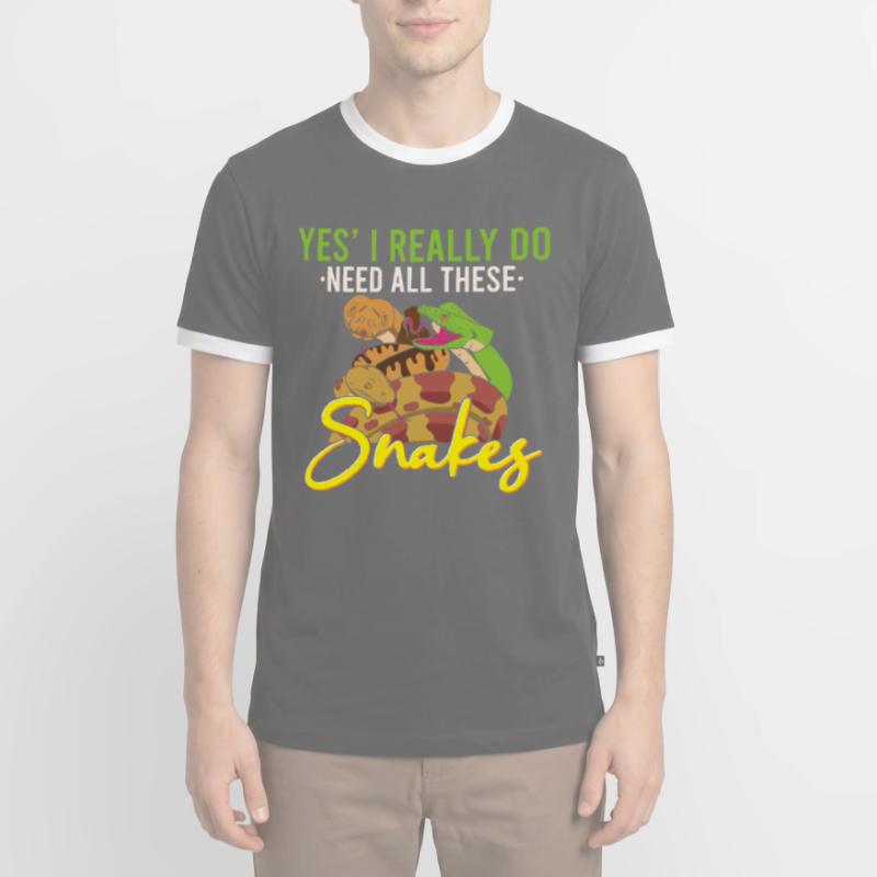 Lustige Python Schlange / Boa-Constrictor Männer Kontrast-T-Shirt