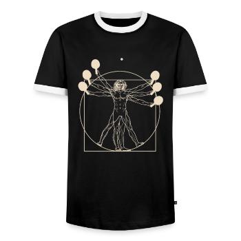 Vitruvian Man Pingpong Tischtennis Ping-Pong - Männer Kontrast-T-Shirt - Schwarz/Weiß - Vorne - AI Model Female 172 light (172cm) & AI Model Male 178 light (178cm)
