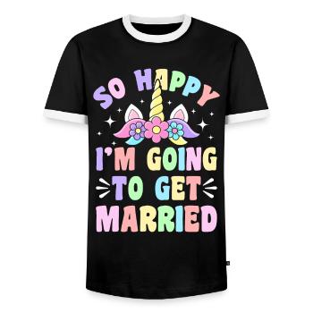 Wedding Bridal Shower - Men's Ringer Shirt - black/white - Front - AI Model Female 172 light (172cm) & AI Model Male 178 light (178cm)