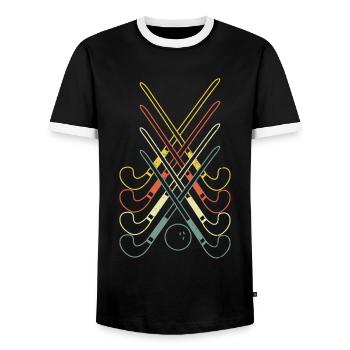 Hockey sur gazon Retro Hockey Sticks - T-shirt contrasté Homme - noir/blanc - Devant - AI Model Female 172 light (172cm) & AI Model Male 178 light (178cm)