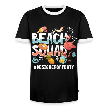 Groupe de plage de vacances design - T-shirt contrasté Homme - noir/blanc - Devant - AI Model Female 172 light (172cm) & AI Model Male 178 light (178cm)