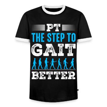 PT Physiotherapy Physiotherapist Job - Men's Ringer Shirt - black/white - Front - AI Model Female 172 light (172cm) & AI Model Male 178 light (178cm)