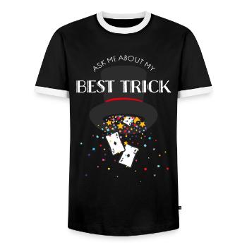 Magician Magic Shoe Stage Magician Hobby Magician - Men's Ringer Shirt - black/white - Front - AI Model Female 172 light (172cm) & AI Model Male 178 light (178cm)