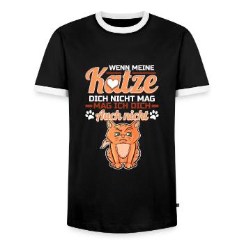Katze Lustiges Kätzchen Geschenk mit Katzen - Männer Kontrast-T-Shirt - Schwarz/Weiß - Vorne - AI Model Female 172 light (172cm) & AI Model Male 178 light (178cm)