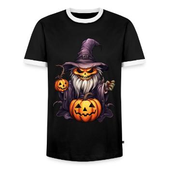pumpkin skeleton witch - Men's Ringer Shirt - black/white - Front - AI Model Female 172 light (172cm) & AI Model Male 178 light (178cm)