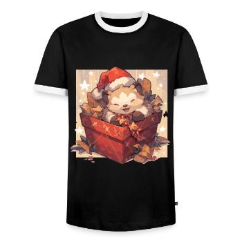 Chiens, Noël, Amoureux Des Chiens, Animal De Compagnie, Chien - T-shirt contrasté Homme - noir/blanc - Devant - AI Model Female 172 light (172cm) & AI Model Male 178 light (178cm)