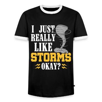 Ich Mag Stürme Wirklich - Sturm Jagen Tornados - Männer Kontrast-T-Shirt - Schwarz/Weiß - Vorne - AI Model Female 172 light (172cm) & AI Model Male 178 light (178cm)