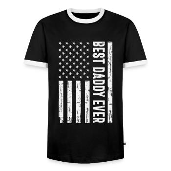 Best Daddy Ever US American Flag Funny Fathers Day - Men's Ringer Shirt - black/white - Front - AI Model Female 172 light (172cm) & AI Model Male 178 light (178cm)