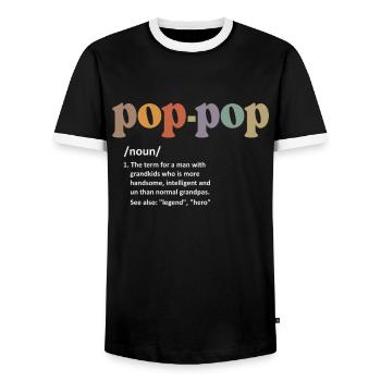 Pop-Pop Definition Funny Dictionary Entry for Men - Men's Ringer Shirt - black/white - Front - AI Model Female 172 light (172cm) & AI Model Male 178 light (178cm)