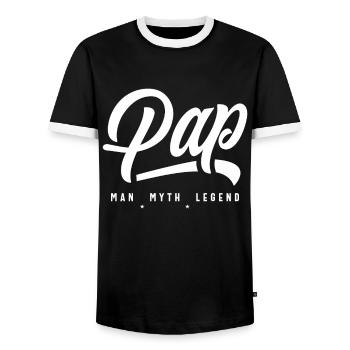 Pap Man Myth Legend Funny Dad Grandpa - Men's Ringer Shirt - black/white - Front - AI Model Female 172 light (172cm) & AI Model Male 178 light (178cm)