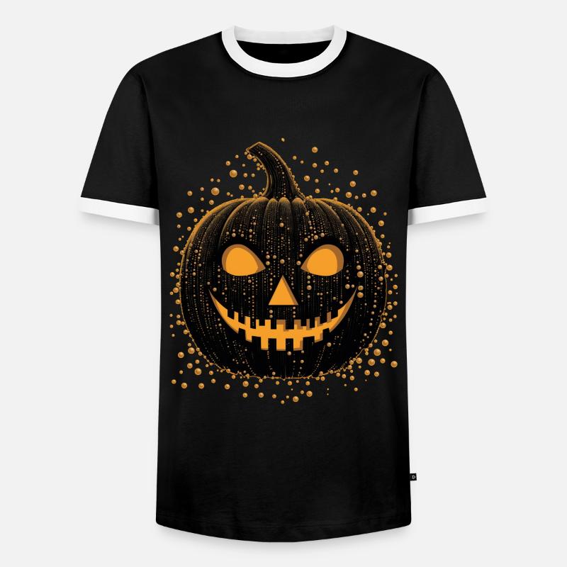 Unheimliche schwarze Jackolantern - Männer Kontrast-T-Shirt - Schwarz/Weiß