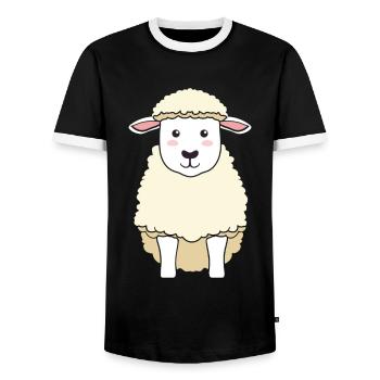 Laine de troupeau de mouton doux - T-shirt contrasté Homme - noir/blanc - Devant - AI Model Female 172 light (172cm) & AI Model Male 178 light (178cm)