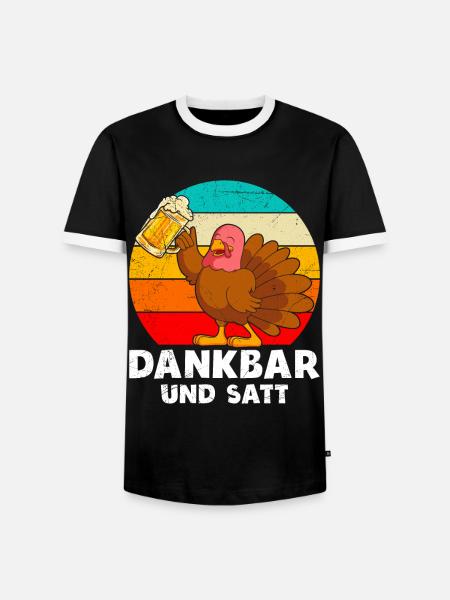 Dankbar und Satt Biertrinker Truthahn - Männer Kontrast-T-Shirt - Schwarz/Weiß