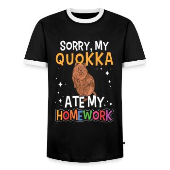 Quokka has eaten marsupial Australia - Men's Ringer Shirt - black/white - Front - AI Model Female 172 light (172cm) & AI Model Male 178 light (178cm)