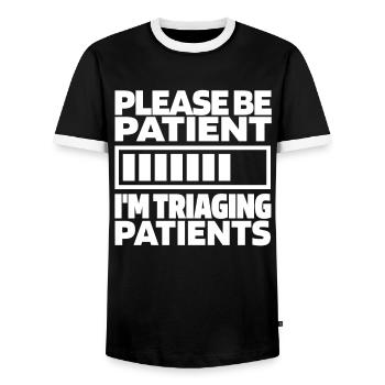 Krankenschwester Lustig Notfallkrankenschwester - Männer Kontrast-T-Shirt - Schwarz/Weiß - Vorne - AI Model Female 172 light (172cm) & AI Model Male 178 light (178cm)