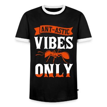 Ant-astic vibes only - Men's Ringer Shirt - black/white - Front - AI Model Female 172 light (172cm) & AI Model Male 178 light (178cm)